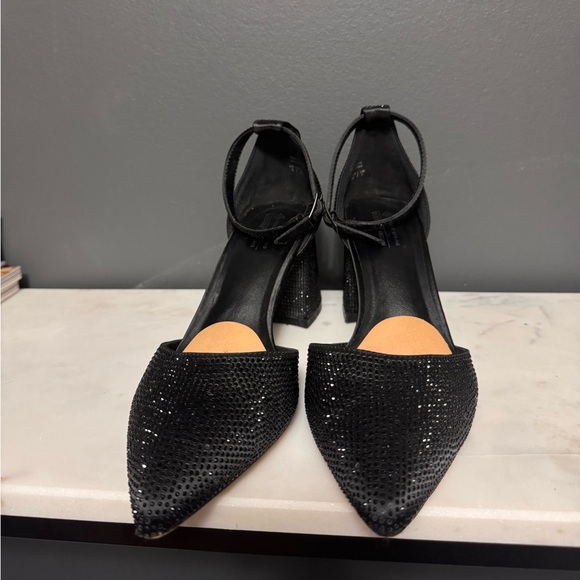 Spring Rhienstone Black Block Heels - Picture 4 of 8